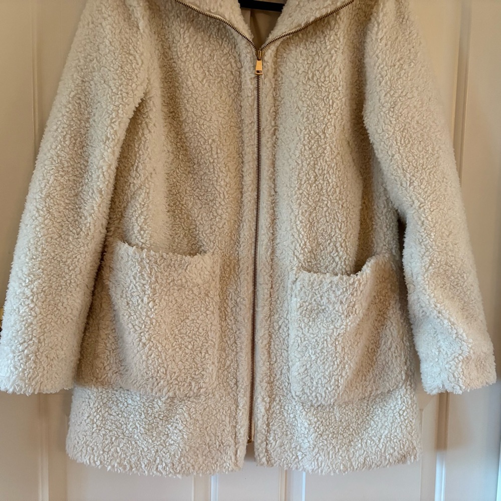 Loft Ivory Sherpa Teddy Jacket Coat - M - Picture 6 of 12